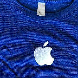 Apple American Apparel Size M Blue Staff t-shirt 100% woven cotton
